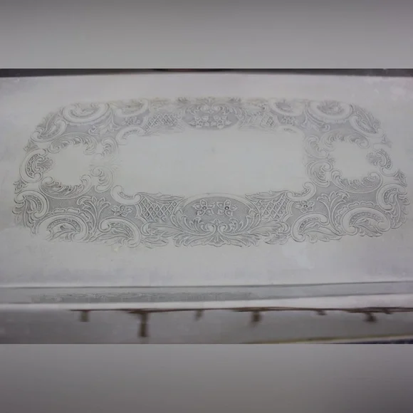 Small Silver Plated Footed Tray with Rope Edge Detail, Rectangle Rectangular - Picture 4 of 9